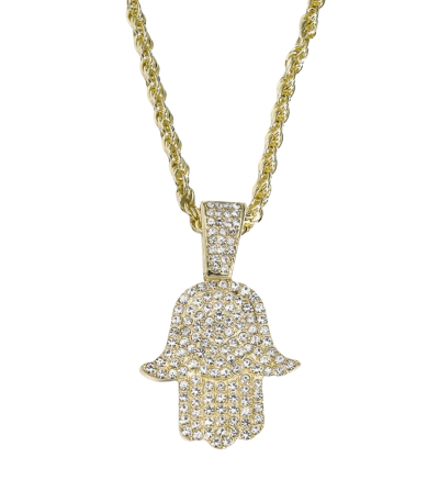Cosmic Touch Hamsa Necklace – Gold spiral chain with sacred Hamsa charm