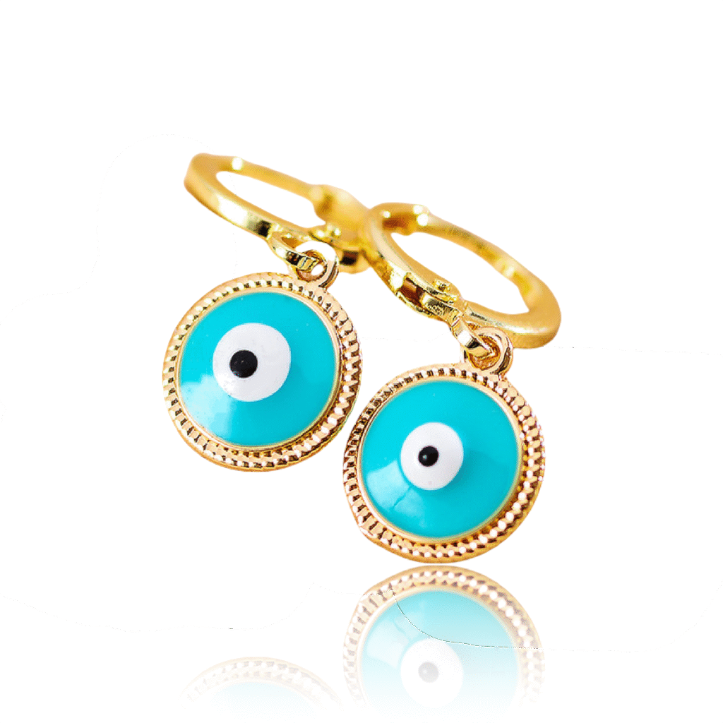 Cosmic Evil Eye Earrings with blue enamel and gold edge