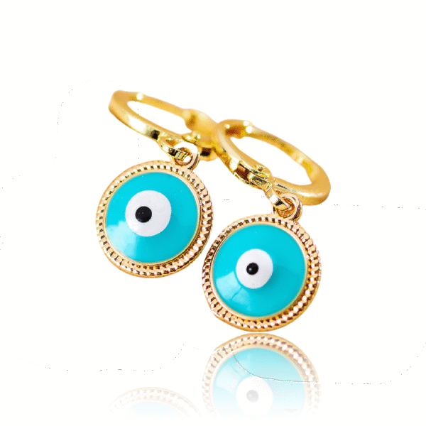 Cosmic Evil Eye Earrings with blue enamel and gold edge
