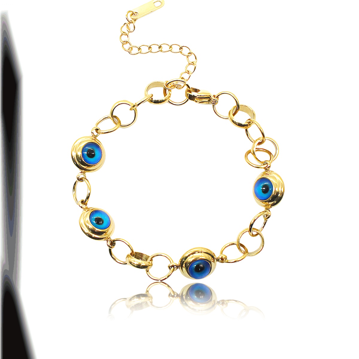 Blue Onyx Evil Eye Bracelet in white background