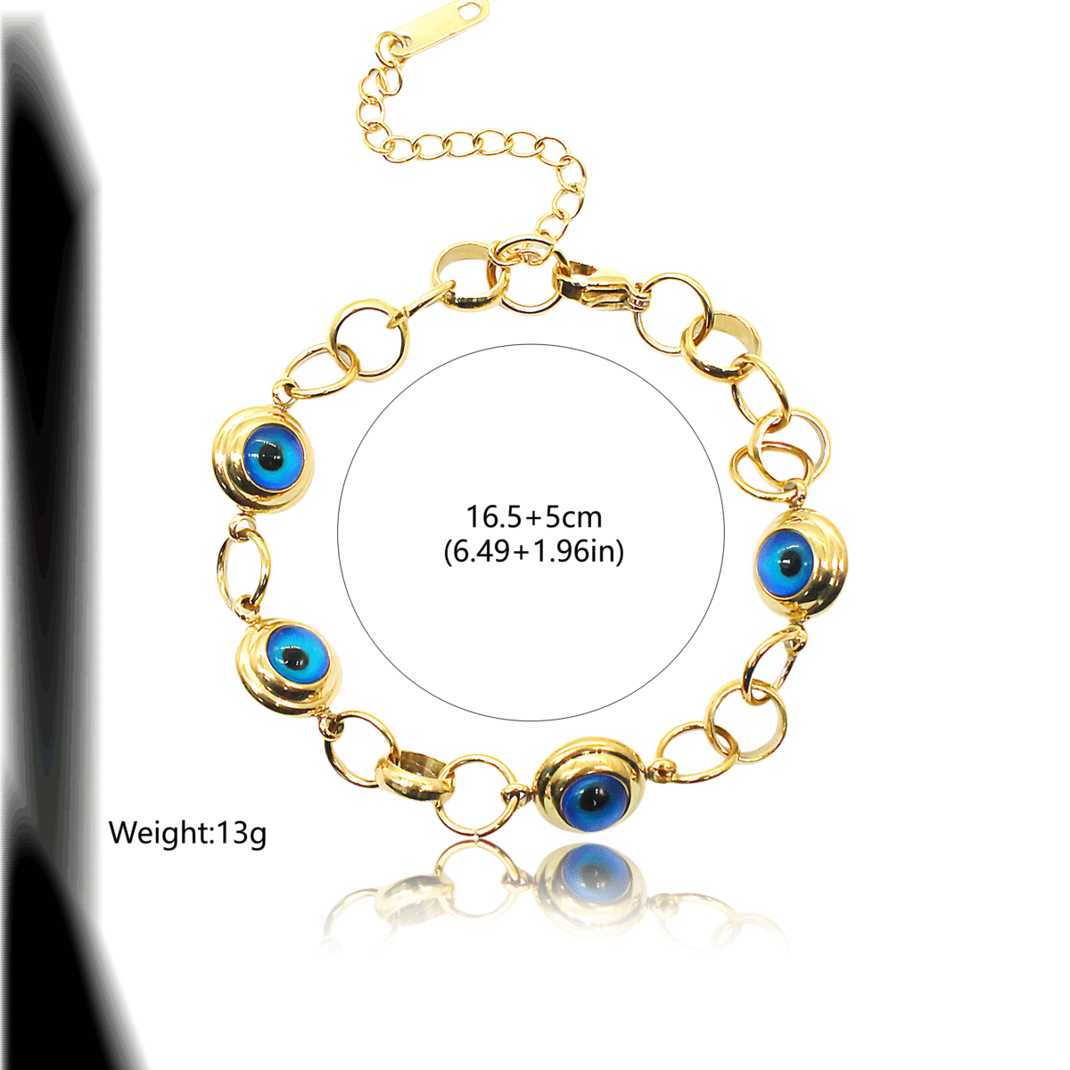 Blue Onyx Evil Eye Bracelet-size chart