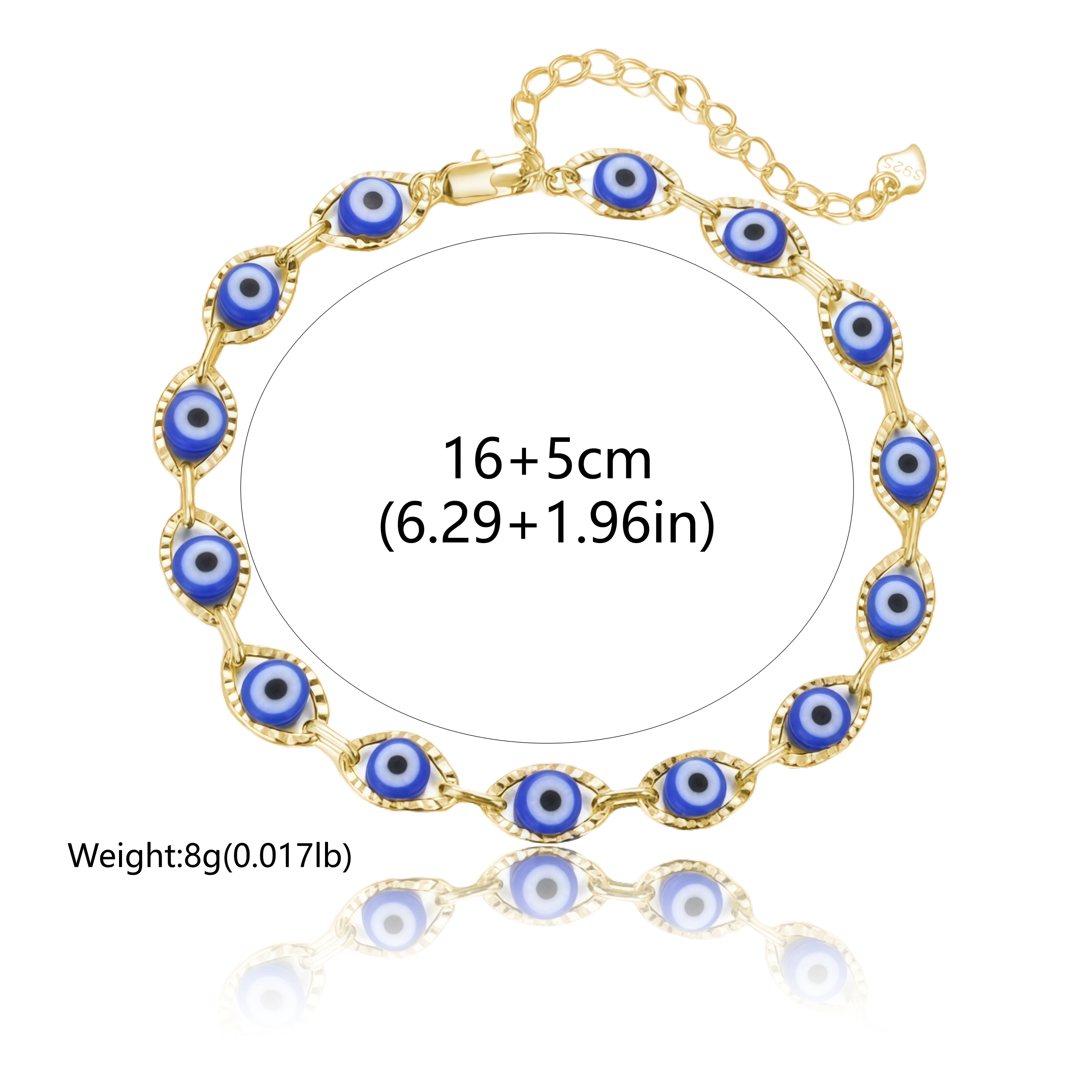 Cosmic Evil Eye Bracelet – Blue Guardian – size chart Cosmic Evil Eye Bracelet – Blue Guardian – size chart