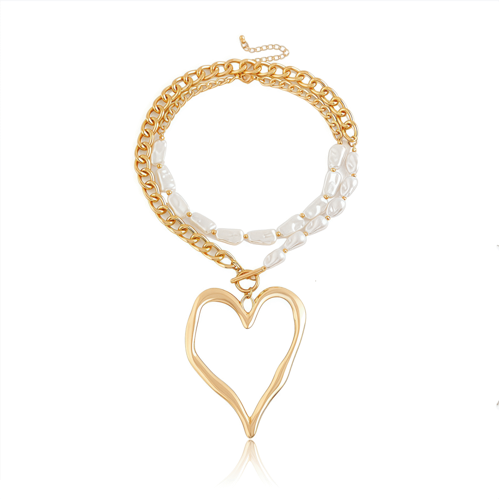 Multi-layer celestial necklace with sun, moon, and pearl charms