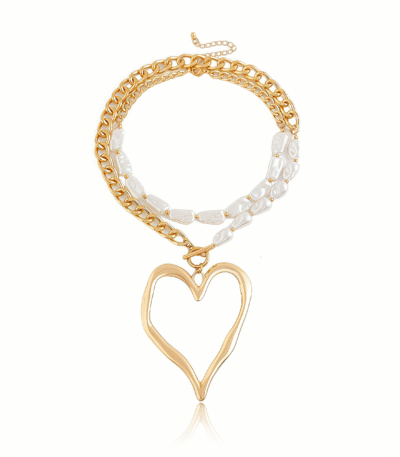 Multi-layer celestial necklace with sun, moon, and pearl charms