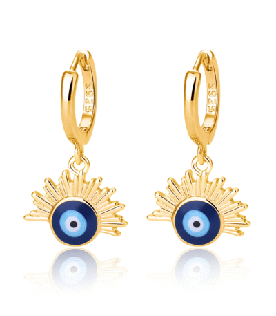 Evil eye resin earrings with swirling cosmic galaxy design
