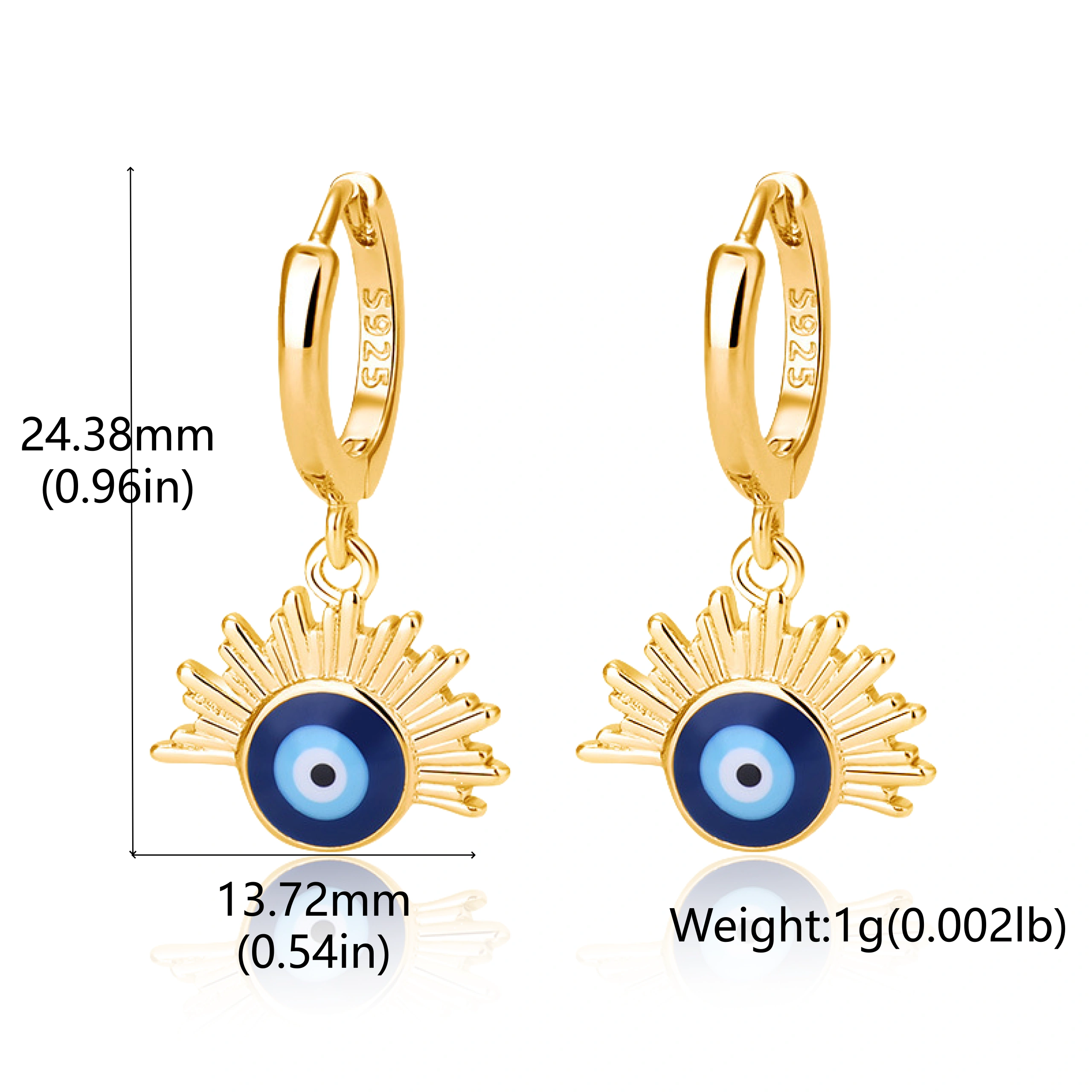 Evil Eye Protection Earrings-size chart Evil Eye Protection Earrings-size chart