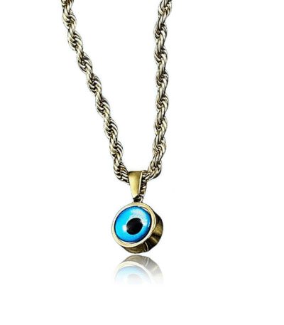 Celestial Twist Necklace with Evil Eye on Spiral Chain – FLOW&ENERGY