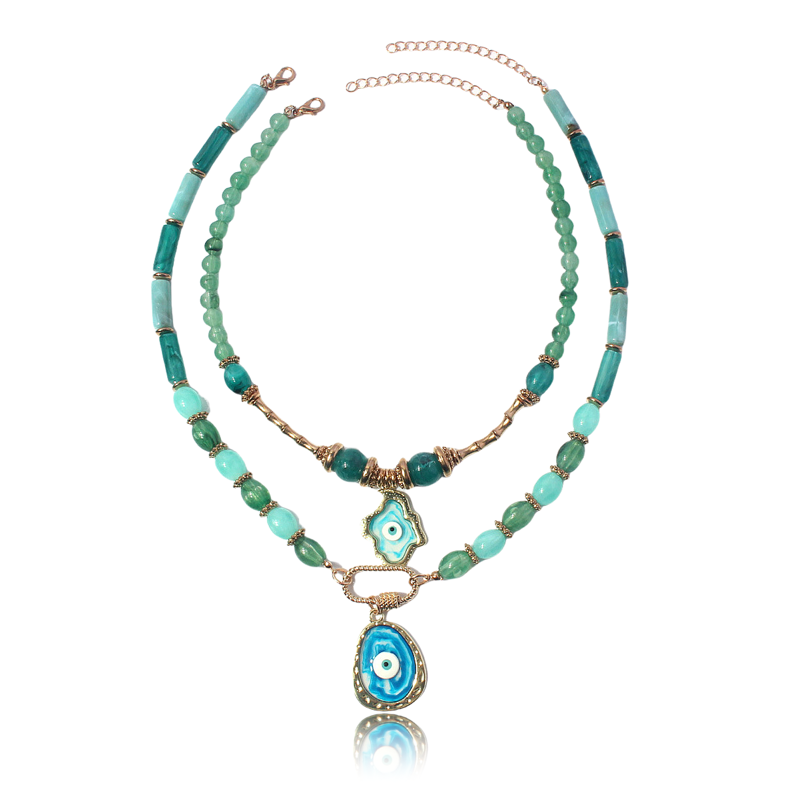 Cosmic Energy Evil Eye Necklace – Layered Protection Jewelry – Main View Layered evil eye necklace featuring cosmic energy symbolism and spiritual charm