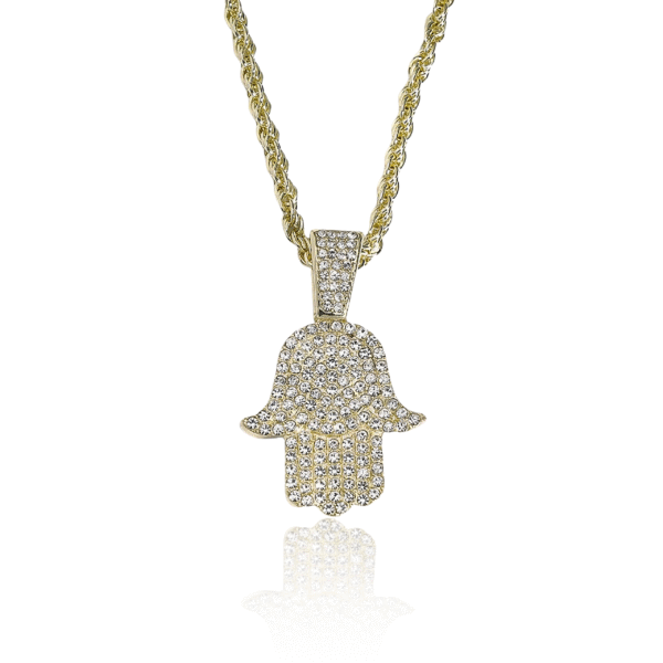 Cosmic Touch Hamsa Necklace – Gold spiral chain with sacred Hamsa charm