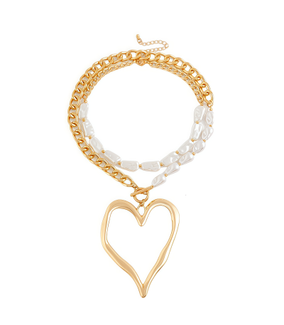 Multi-layer celestial necklace with sun, moon, and pearl charms