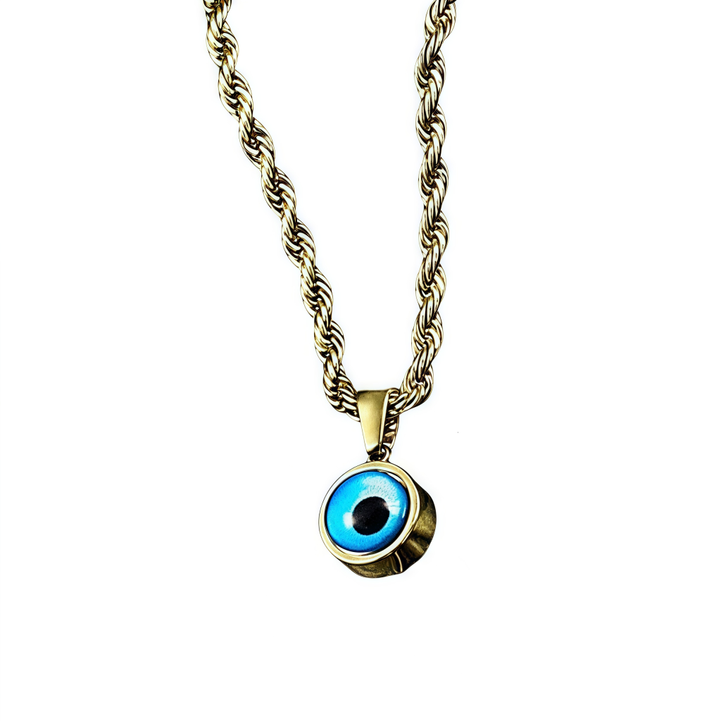 Celestial Twist Necklace with Evil Eye on Spiral Chain – FLOW&ENERGY