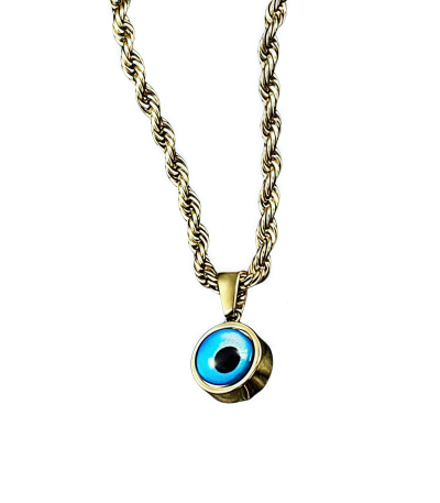 Celestial Twist Necklace with Evil Eye on Spiral Chain – FLOW&ENERGY