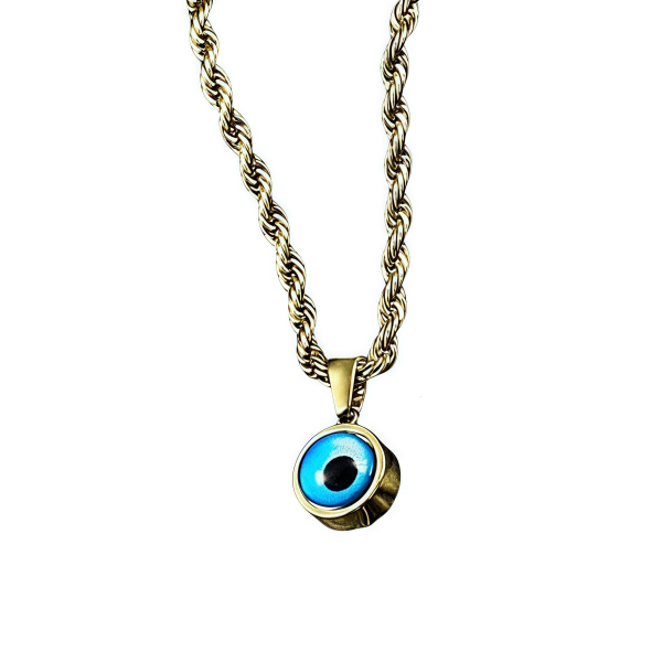Celestial Twist Necklace with Evil Eye on Spiral Chain – FLOW&ENERGY
