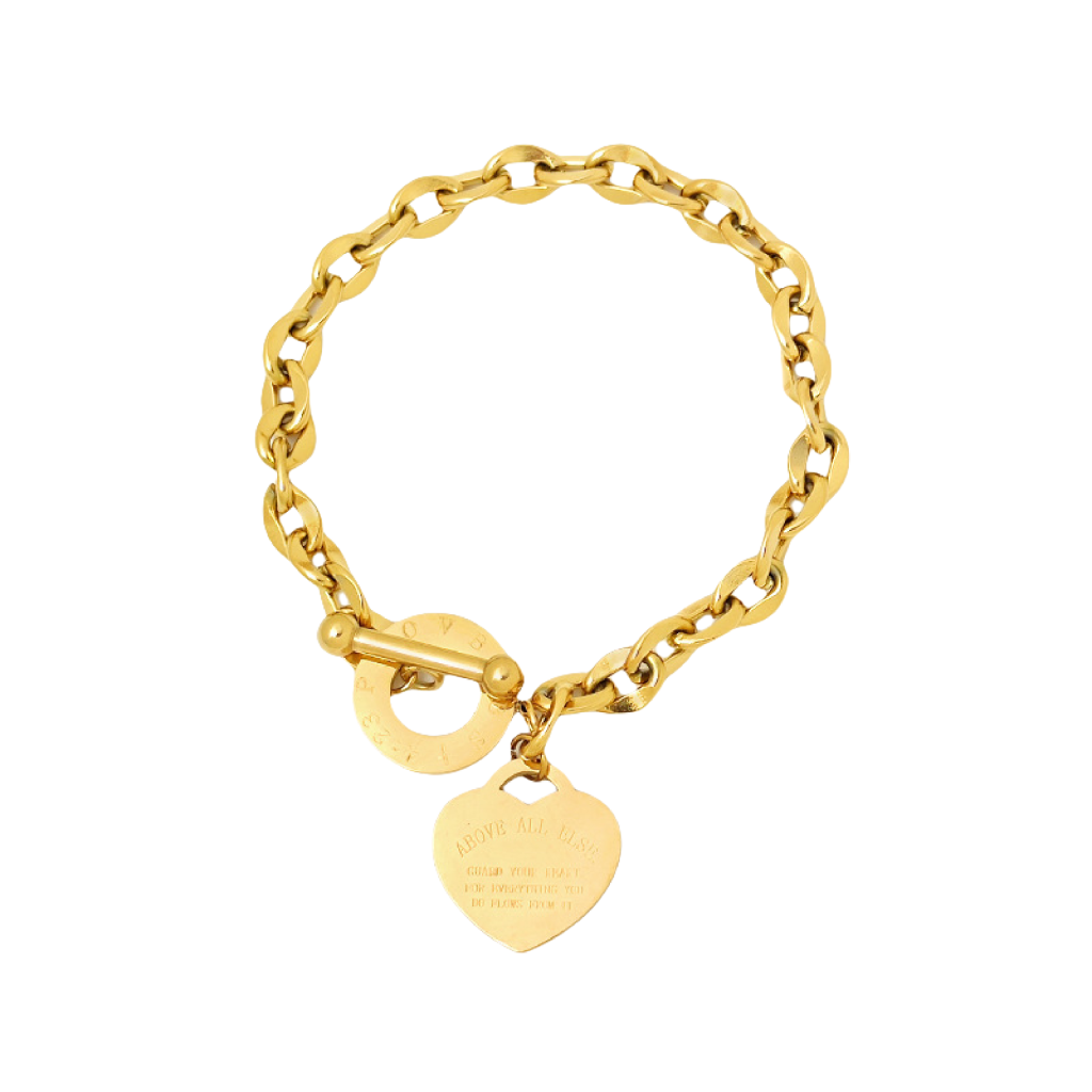 Cosmic Heart Bracelet with 3D heart charm and OT clasp