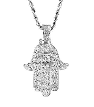 Hamsa necklace with micro zirconia and cosmic energy symbolism