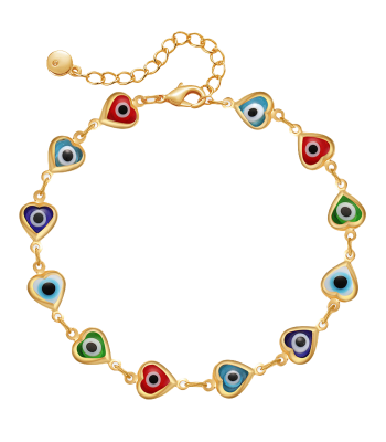 Evil Eye Heart Bracelet in gold with blue enamel charm – spiritual jewelry