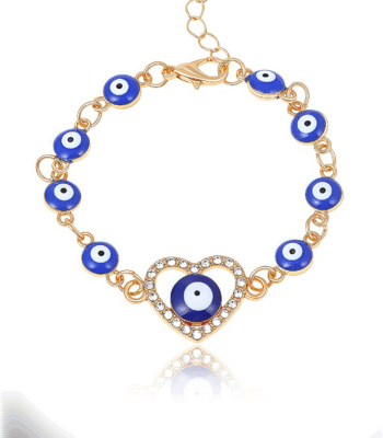 Cosmic Soul Energy Evil Eye Bracelet with heart and oil-drip enamel design