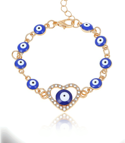 Cosmic Soul Energy Evil Eye Bracelet with heart and oil-drip enamel design