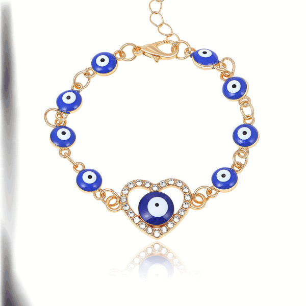 Cosmic Soul Energy Evil Eye Bracelet with heart and oil-drip enamel design