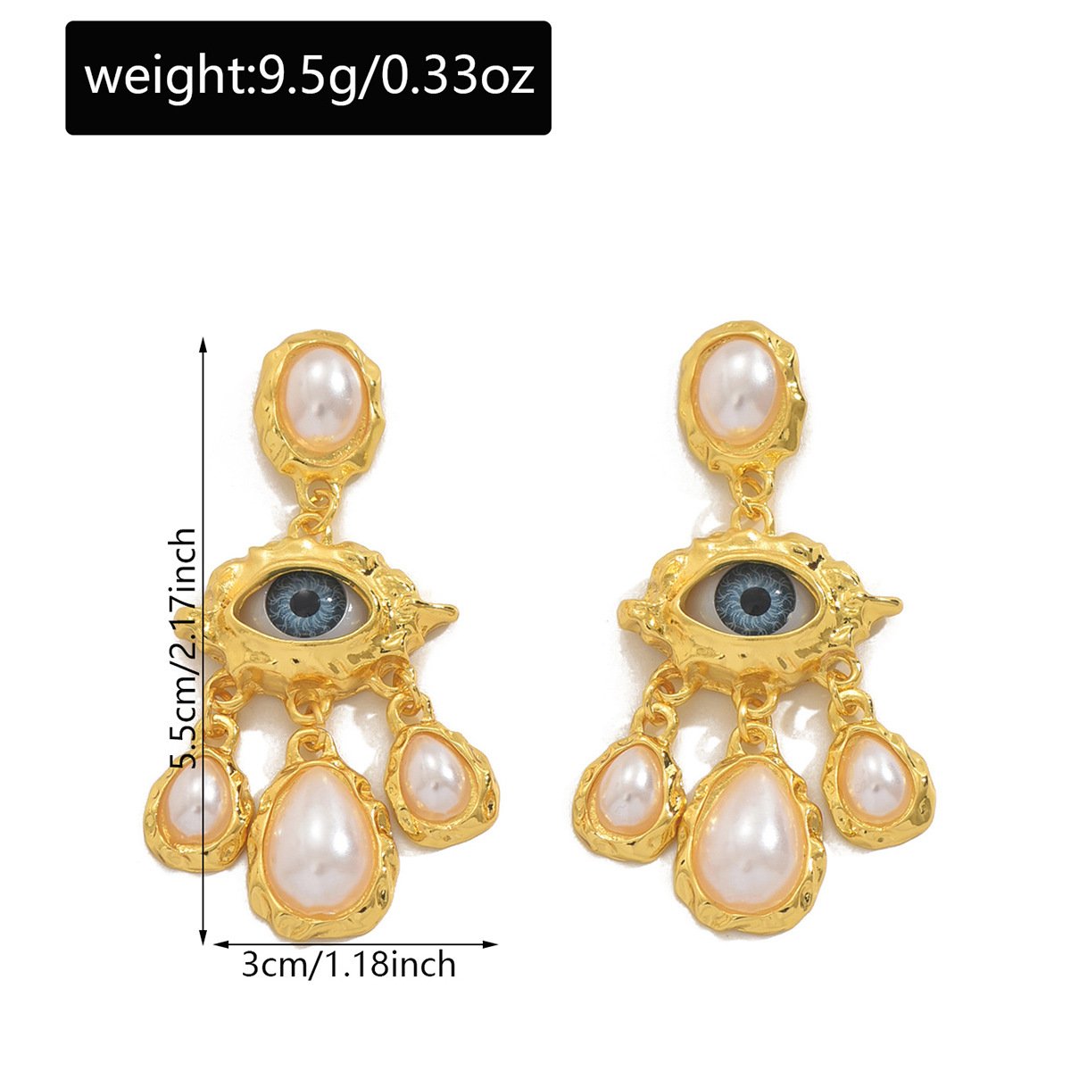 Celestial Guardian Earrings – Evil Eye & Pearls-size chart