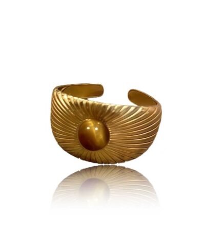 Cosmic Sun Ring – Gold Solar Halo Design on White Background