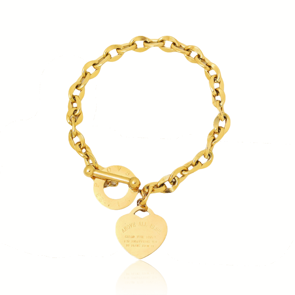 Cosmic Heart Bracelet with 3D heart charm and OT clasp