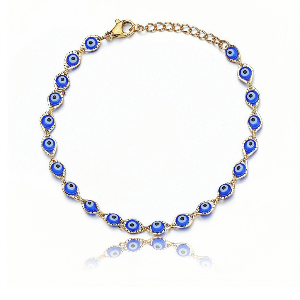 Cosmic Serenity Energy Healing Evil Eye Bracelet with deep blue beads and protective charm