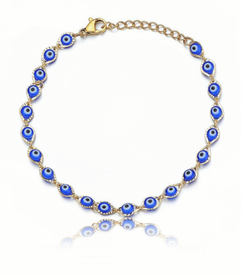 Cosmic Serenity Energy Healing Evil Eye Bracelet with deep blue beads and protective charm