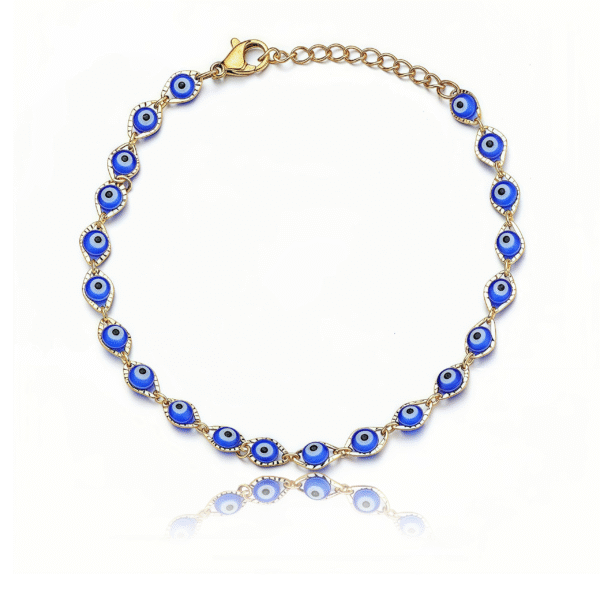 Cosmic Serenity Energy Healing Evil Eye Bracelet with deep blue beads and protective charm