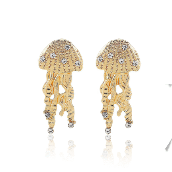 cosmic energy jellyfish earrings with gold and diamonds