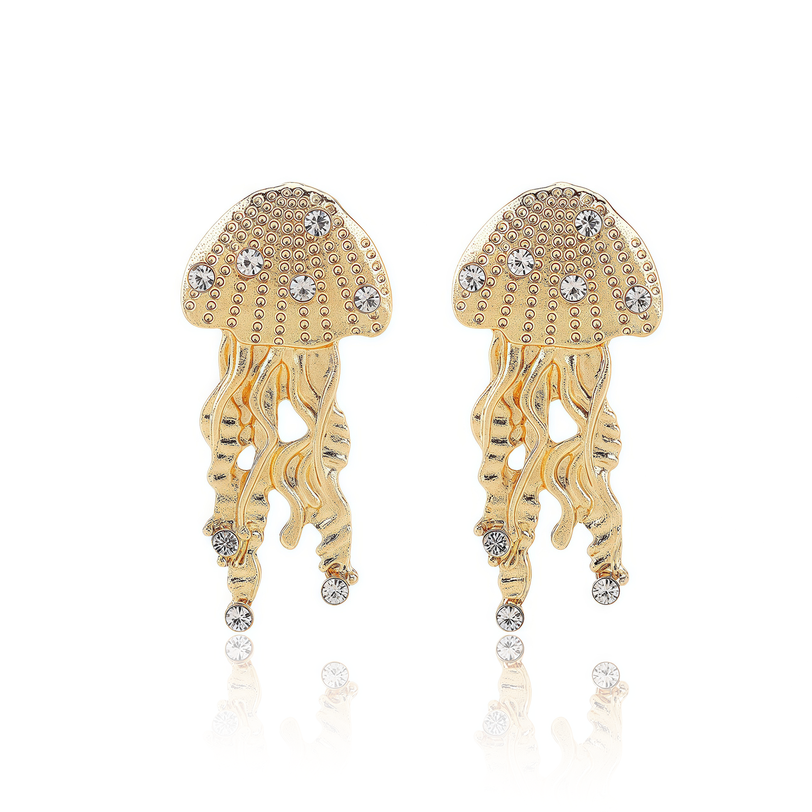 Cosmic Energy Jellyfish Earrings – Main View cosmic energy jellyfish earrings with gold and diamonds