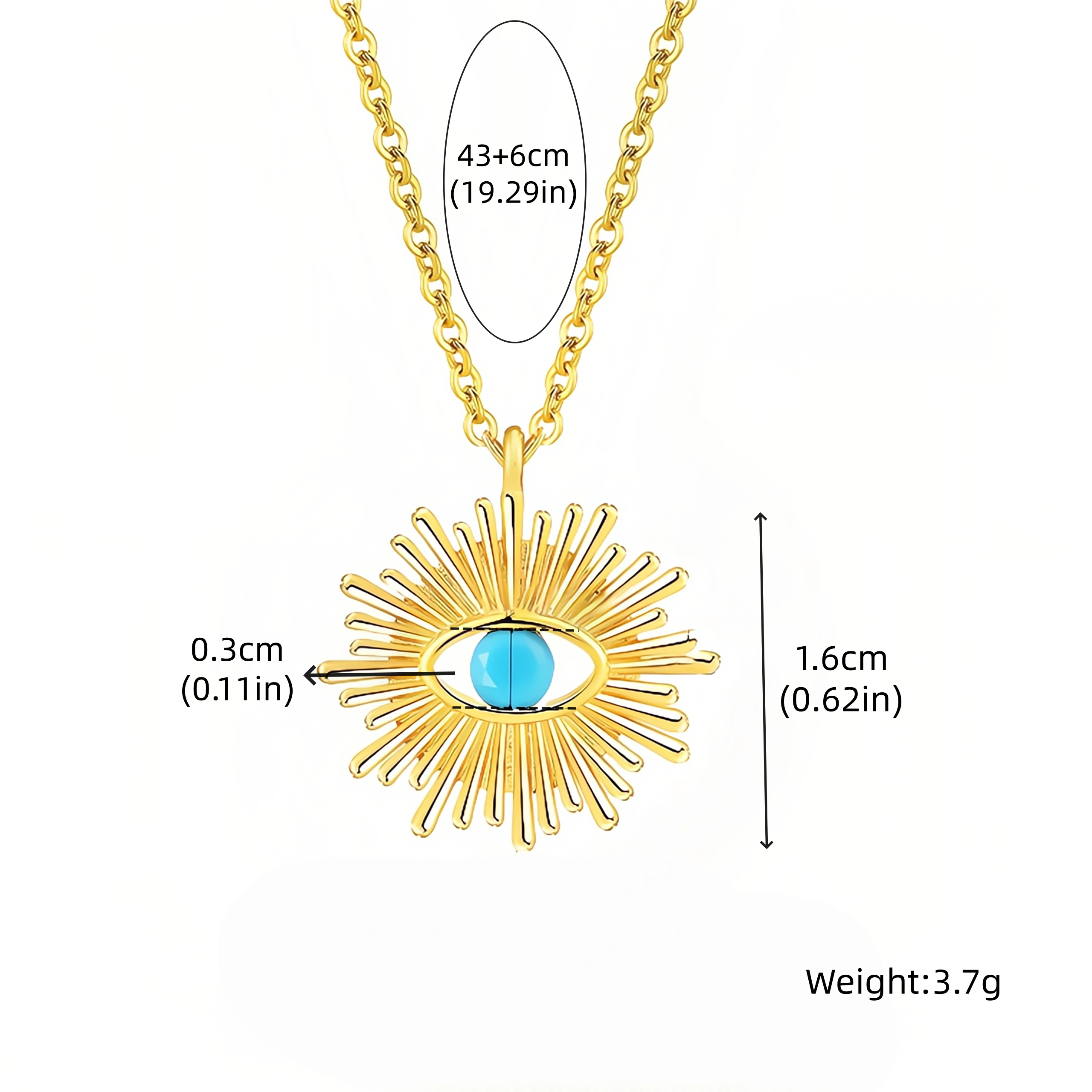 Turquoise Sunflower Evil Eye Necklace-size chart Turquoise-Sunflower-Evil-Eye-Necklace-size-chart