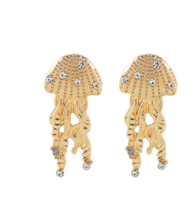 cosmic energy jellyfish earrings with gold and diamonds