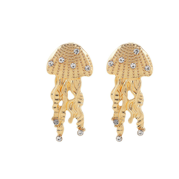cosmic energy jellyfish earrings with gold and diamonds