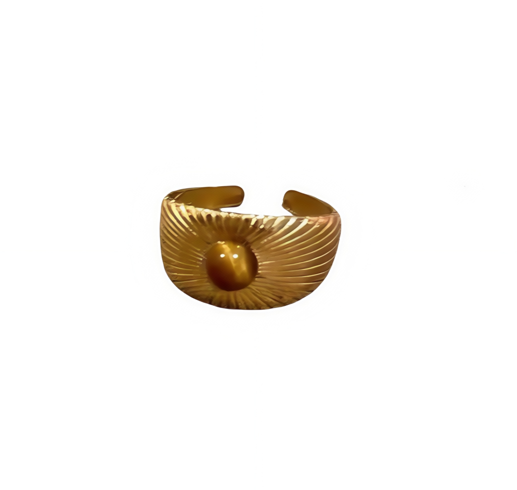 Cosmic Sun Ring – Gold Solar Halo Design on White Background