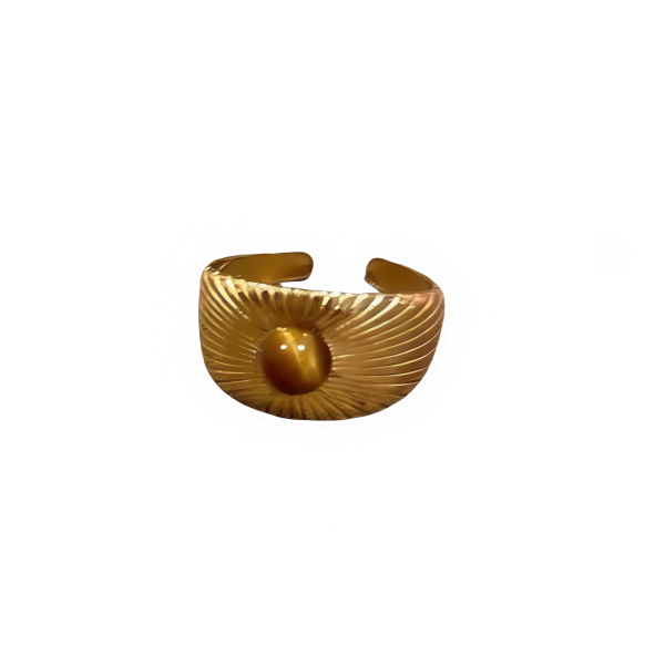 Cosmic Sun Ring – Gold Solar Halo Design on White Background