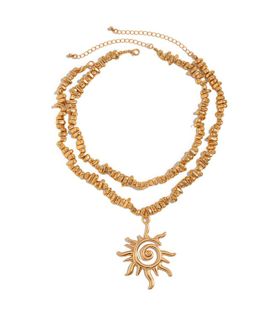 Spiral sunflower necklace inspired by cosmic energy