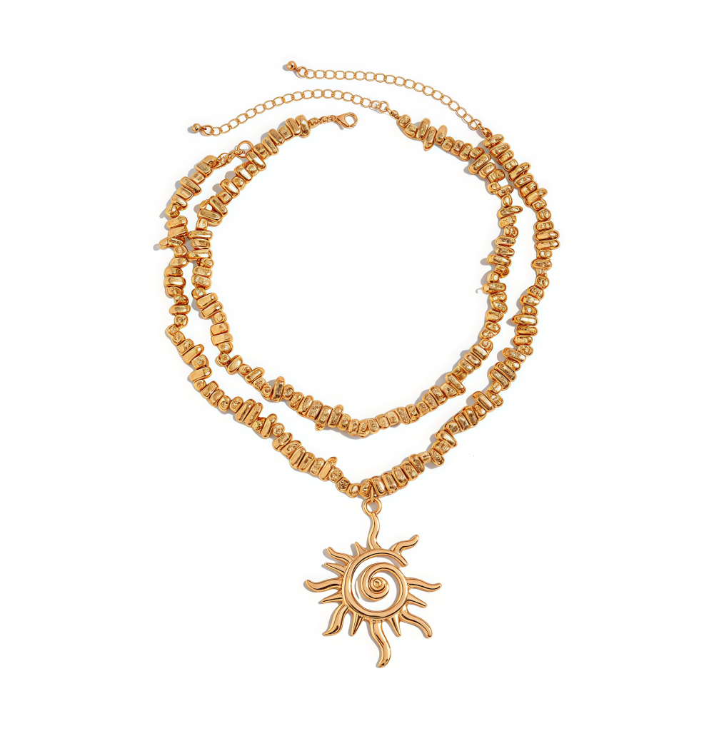 Spiral sunflower necklace inspired by cosmic energy