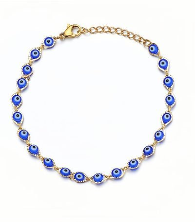 Cosmic Serenity Energy Healing Evil Eye Bracelet with deep blue beads and protective charm