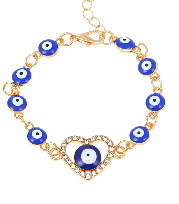 Cosmic Soul Energy Evil Eye Bracelet with heart and oil-drip enamel design