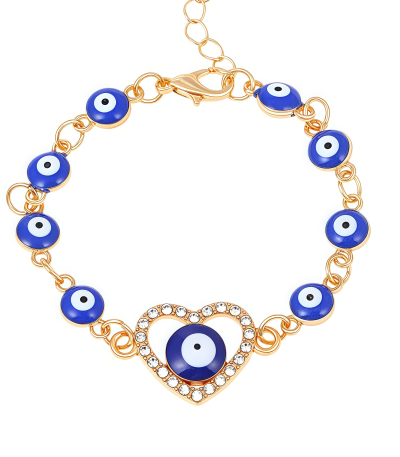 Cosmic Soul Energy Evil Eye Bracelet with heart and oil-drip enamel design