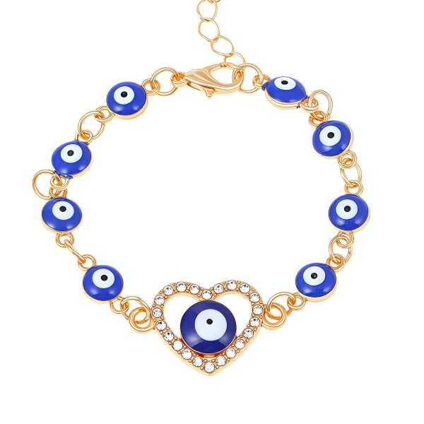 Cosmic Soul Energy Evil Eye Bracelet with heart and oil-drip enamel design