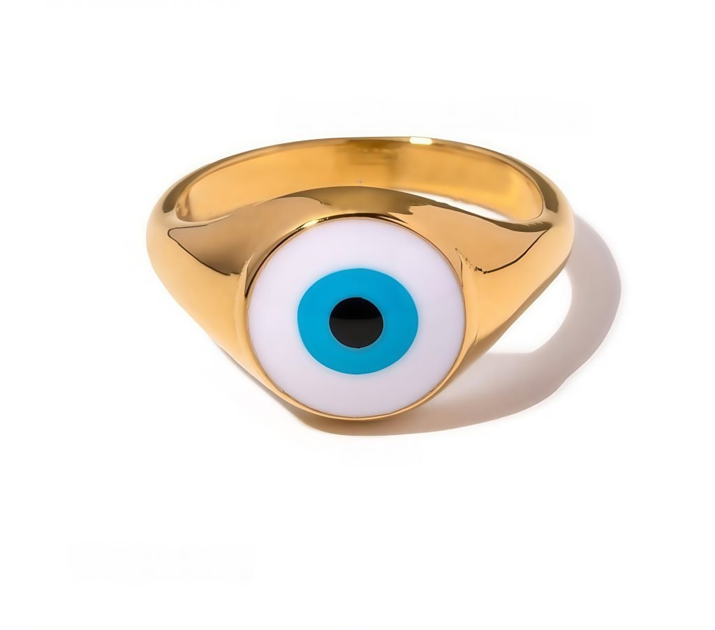 Cosmic Energy Ring - Blue Evil Eye Energy in vibrant blue with celestial patterns