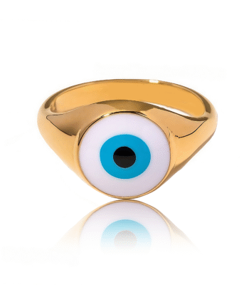Cosmic Energy Ring - Blue Evil Eye Energy in vibrant blue with celestial patterns