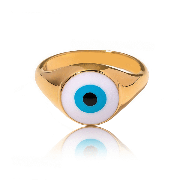 Cosmic Energy Ring - Blue Evil Eye Energy in vibrant blue with celestial patterns