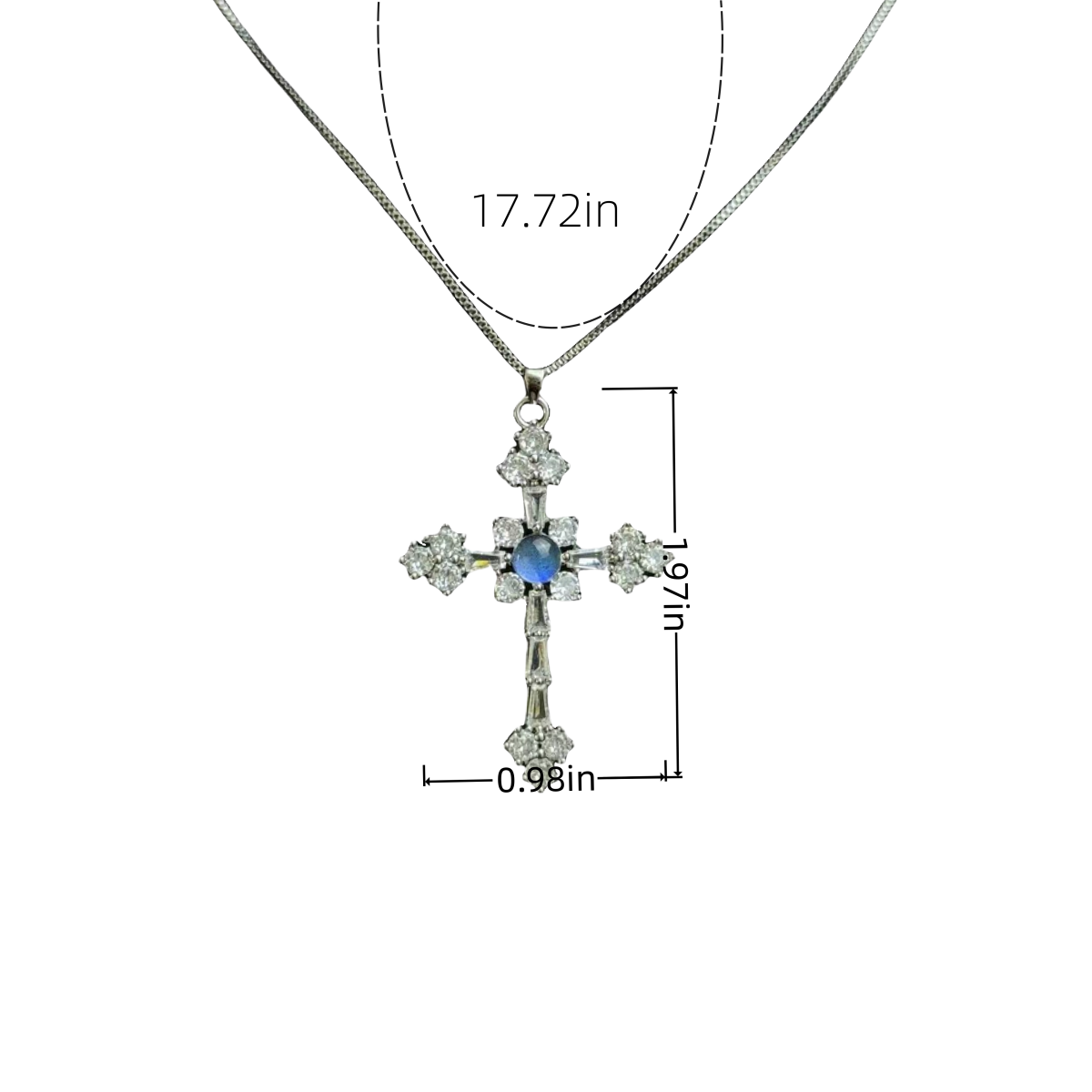 Cosmic Energy Butterfly Cross Necklace for men and women, titanium blue morpho crystal jewelry