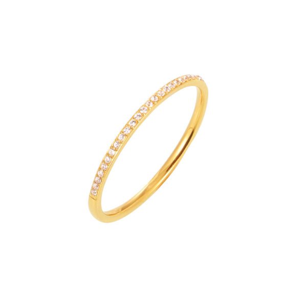 18K Gold Plated Titanium Steel Ring with Micro-set Zirconia