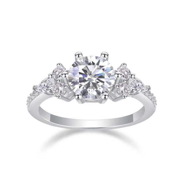 2-carat round moissanite silver ring