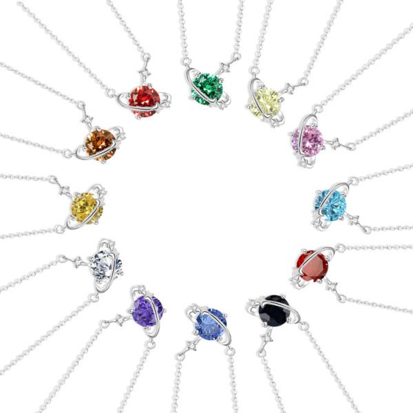 925 Sterling Silver Twelve Zodiac Birthstone Necklace