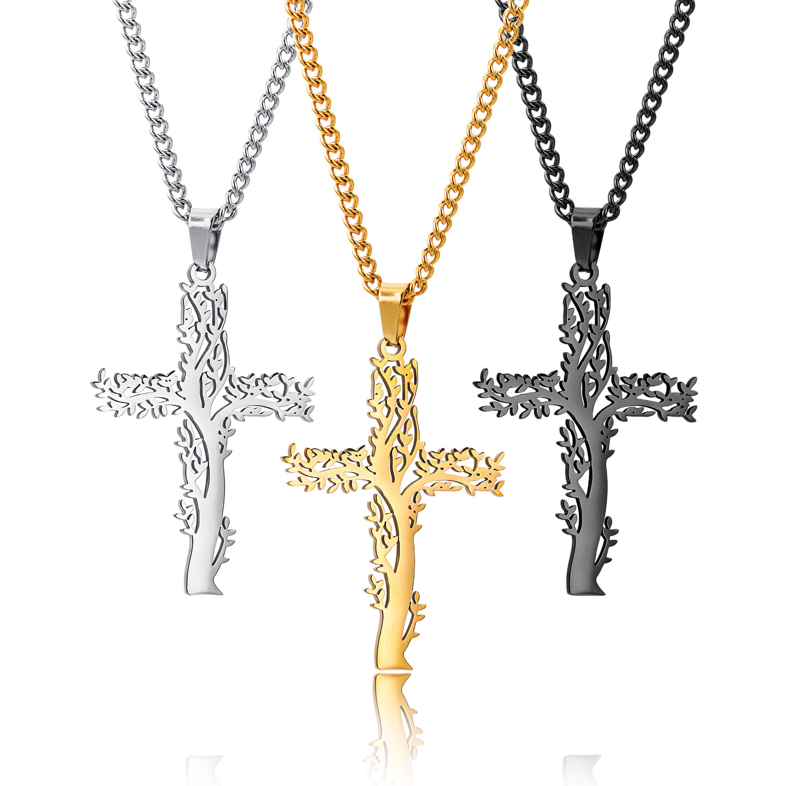 Cosmic Life Cross Pendant – Tree of Faith Guardian-show view Cosmic Life Cross Pendant – Tree of Faith Guardian-show view